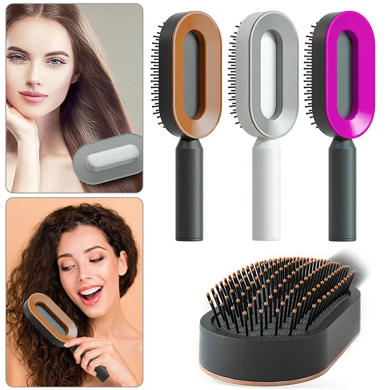 3D Air Cushion Massager Brush,Self Cleaning Airbag Massage Comb Hairbrush,Anti-Static Scalp Paddle Detangling Brush